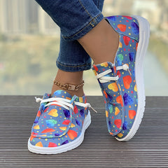 Women's Outdoor Skateboard Shoes with Heart Pattern and Polka Dot Decoration