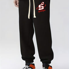 Retro Letter Print Drawstring Sweatpants Men Casual Joggers