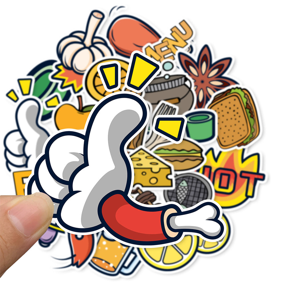 25pcs Food Cartoon Stickers for Phone Case Decoration