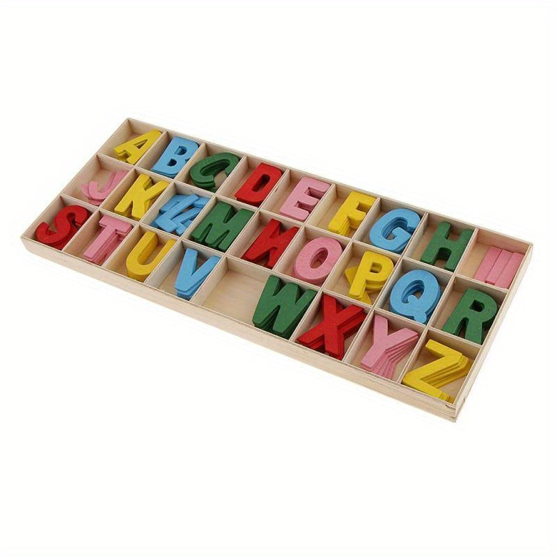 Colorful Wooden Alphabet Letters Set with Storage Tray for Kids