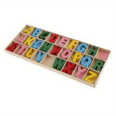 Colorful Wooden Alphabet Letters Set with Storage Tray for Kids