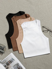 4 Pcs Seamless Rib Knit Tank Top Women's Activewear