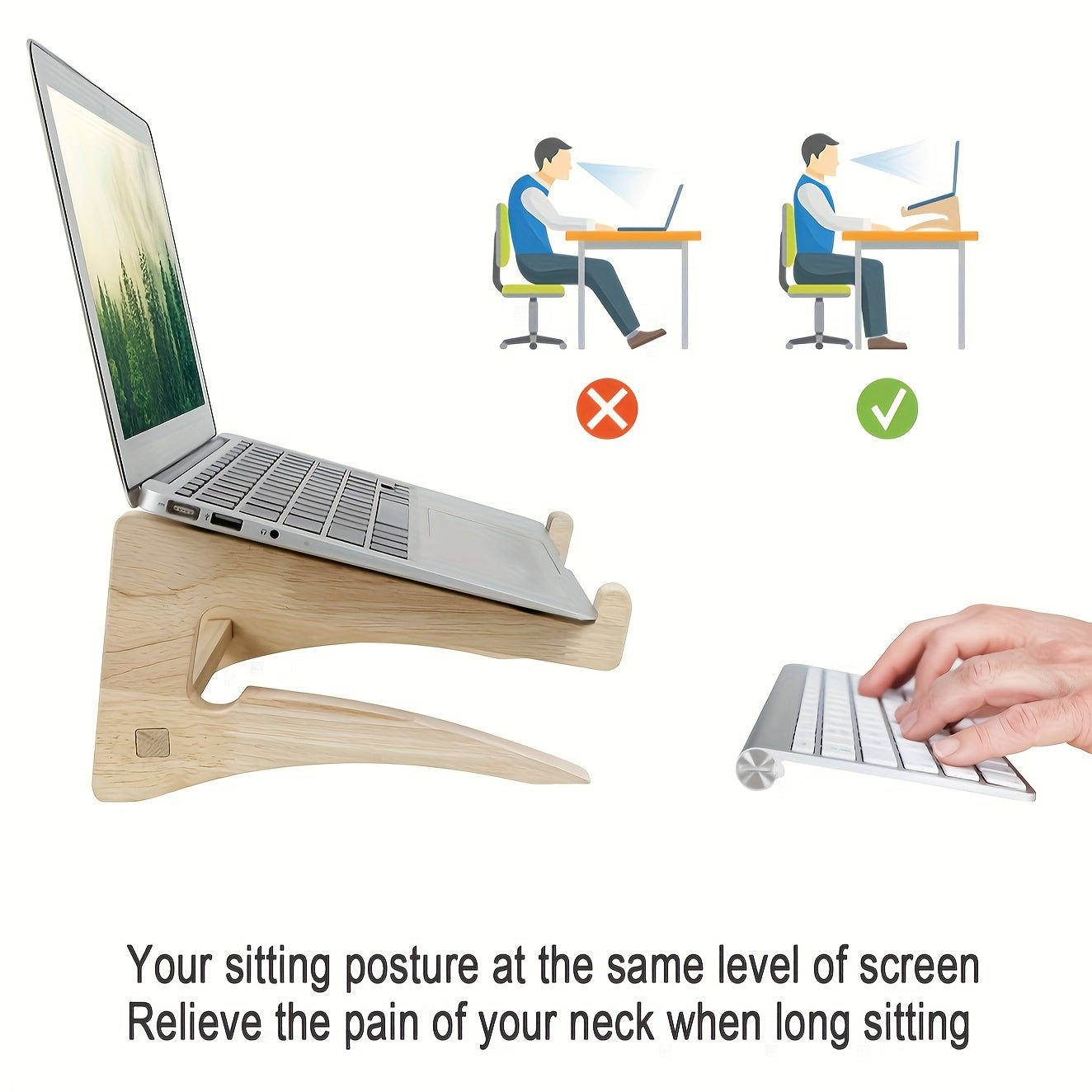 Bamboo Computer Stand for Monitor Ergonomic Position