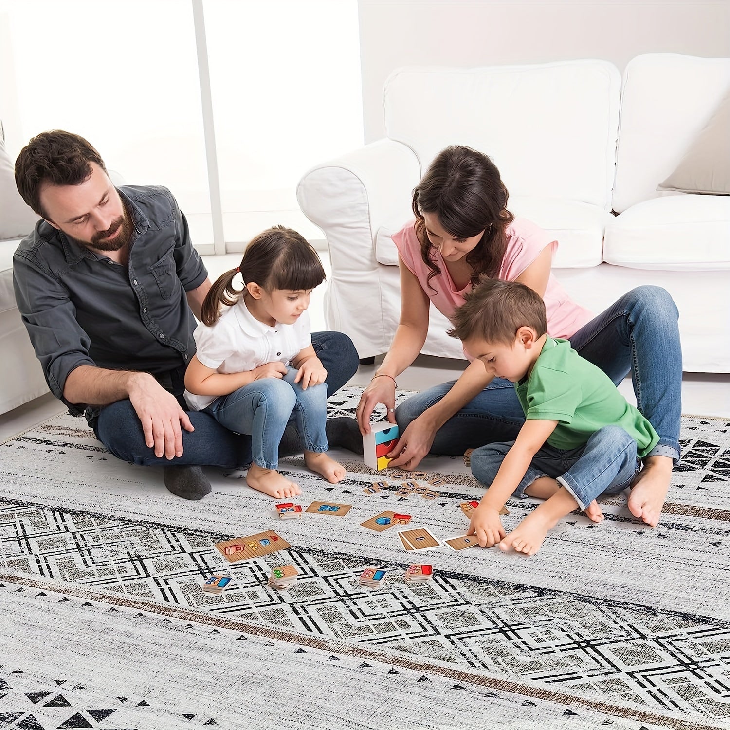 3D Geometric Area Rug Soft Large Washable Rug Non Slip Backing Low Pile