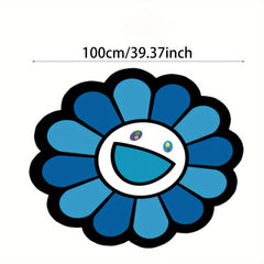 Washable Round Rug Non Slip Sunflower Rug Floor Mat Game Mat