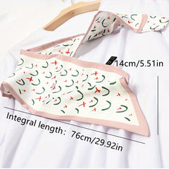 Floral Print Twilly Scarf Satin Neckerchief Decorative Ribbon Bandana