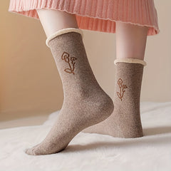8 Pairs Floral Pattern Socks Mid Tube Women's Stockings Hosiery