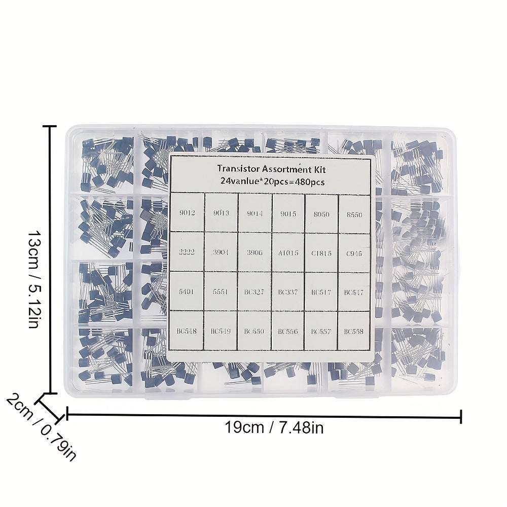 480pcs Transistor Assortment Kit 24 Values BC327 BC517 BC547 BC548 BC5