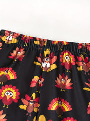 Turkey Pattern Kid's Pajamas 2pcs Sweatshirt & Sweatpants Set