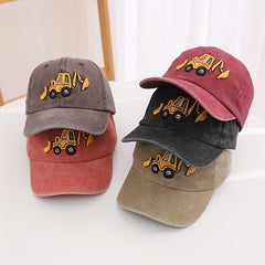 Parenthood Excavator Embroidery Baseball Cap Washed Distressed Vintage