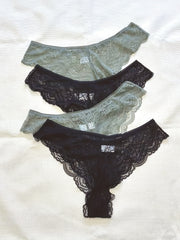 4 Pack Plus Size Lace Seamless Panties Set