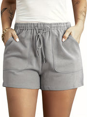 Casual Shorts Women's Plus Solid Elastic Drawstring Shorts