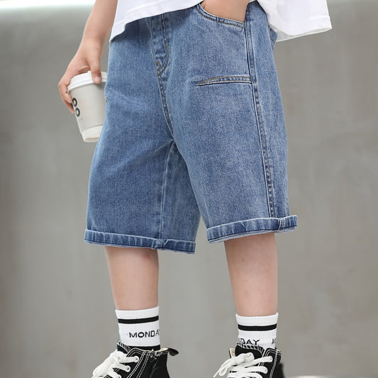 Kids' Denim Shorts with Distressed Finish