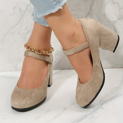 Women's Chunky Heel Buckle Strap Work Shoes Comfortable Walking Shoes