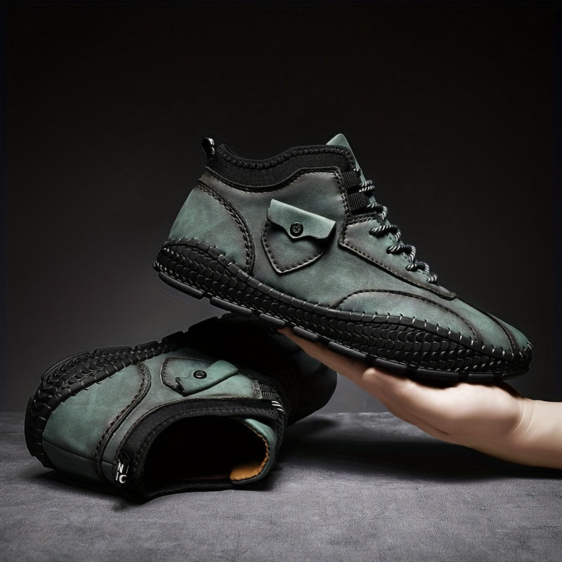 Men's Solid Low Top Lace up Boots Outdoor Walking Shoes