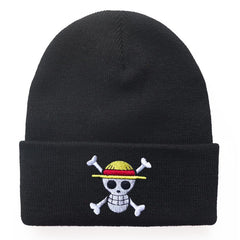 1pc One Piece Anime Embroidered Knitted Hat Men's Warm Wool Hat