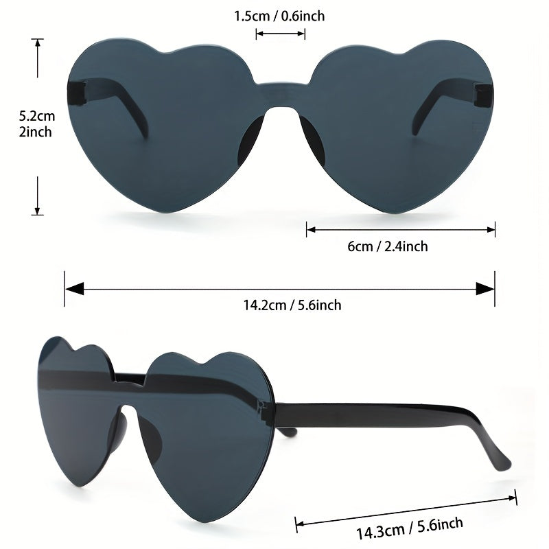 Heart Sunglasses Minimalist Clear Frame Glasses Photo Prop Eyewear