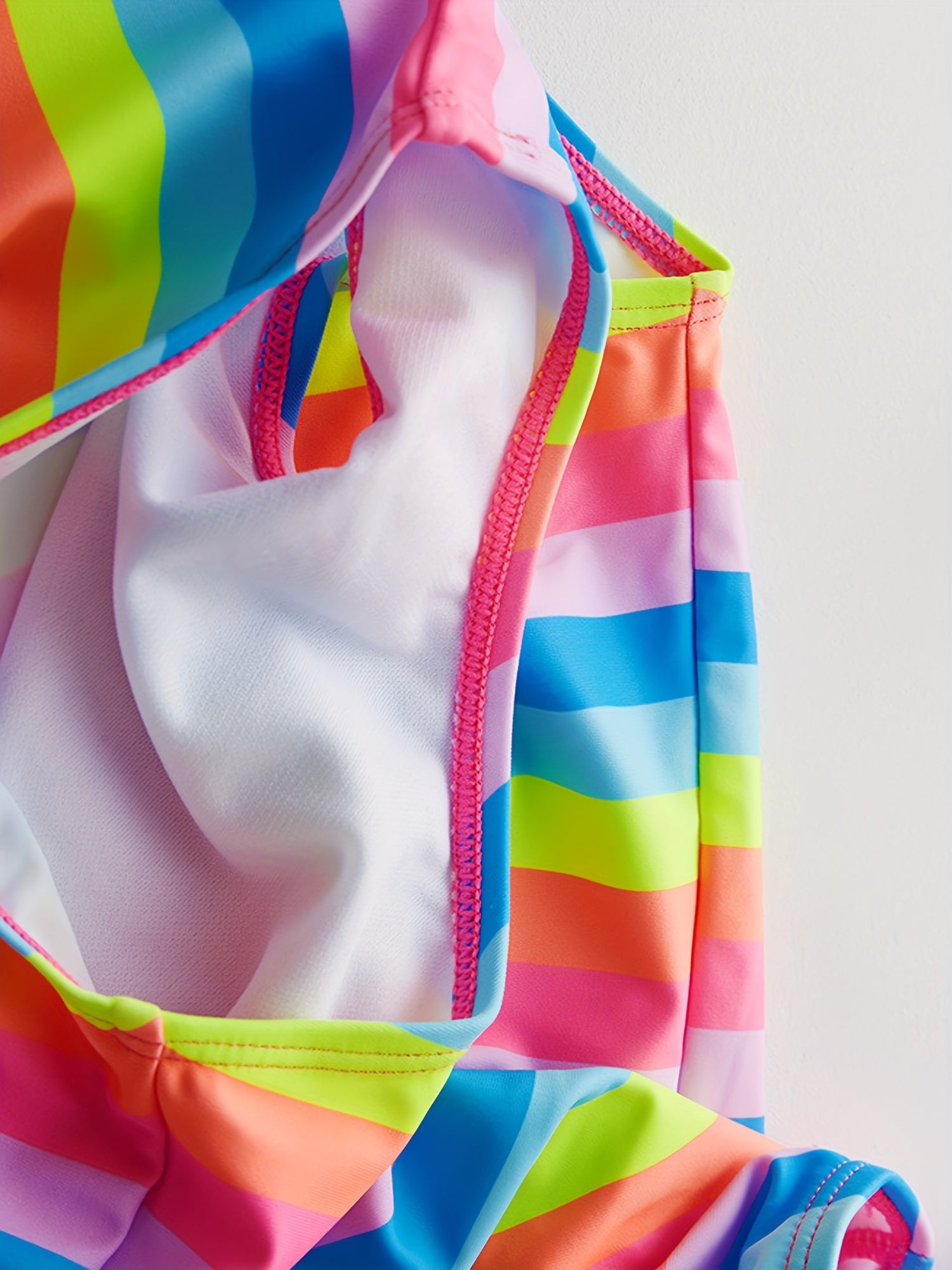 Toddler Girls Rainbow One Piece Swimsuit Ruffle Trim Summer Beach Clothes