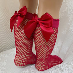 Girls Fishnet Socks with Bow Accessory for Summer