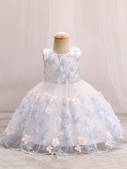 Baby Girls Floral Embroidery Sleeveless Dress