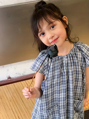 Girl's Plaid Jumpsuit Casual Shorts Sleeve Crew Neck Sports Jumpsuit
