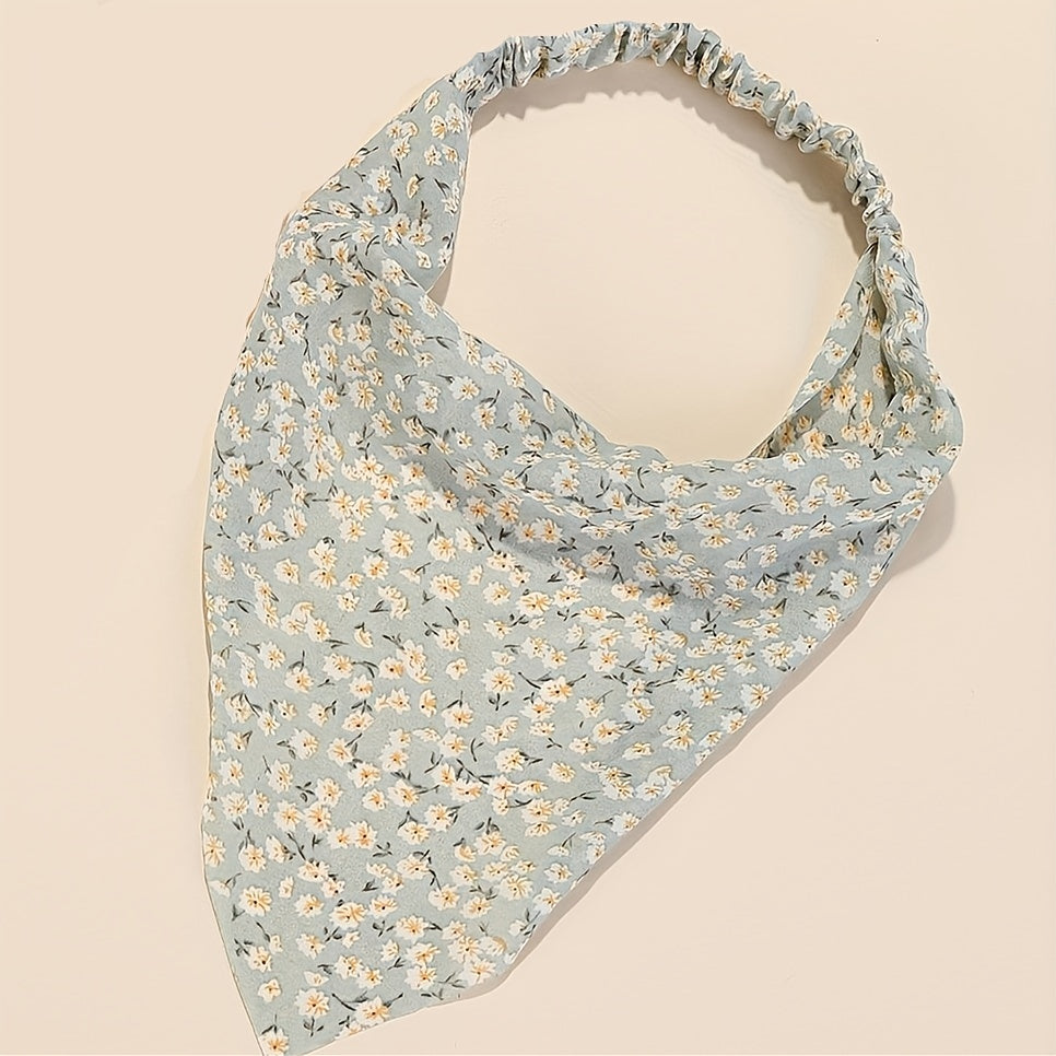 Chiffon Floral Print Triangle Scarf Hair Wrap Women Headband Bandana