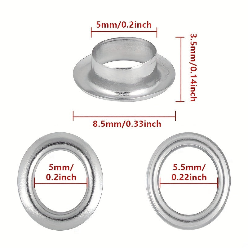 200/400pcs 5mm Hollow Metal Copper Eyelet Buckle for Clothing Bags Shoes