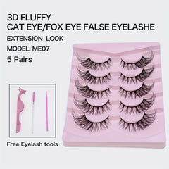 Faux Mink Cat Eye Eyelashes Extension 19mm Natural Fluffy Lashes Makeup