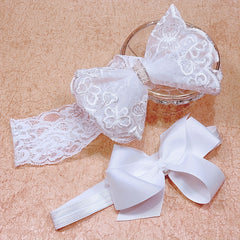 2pcs Butterfly Bow Lace Headbands for Baby Girls Kids