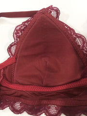Christmas Lace Trim Velvet Wireless Bra Comfy & Breathable Intimates