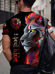Lion 3D Print Men's Graphic T-Shirt Comfy Tees Short Sleeve Tops