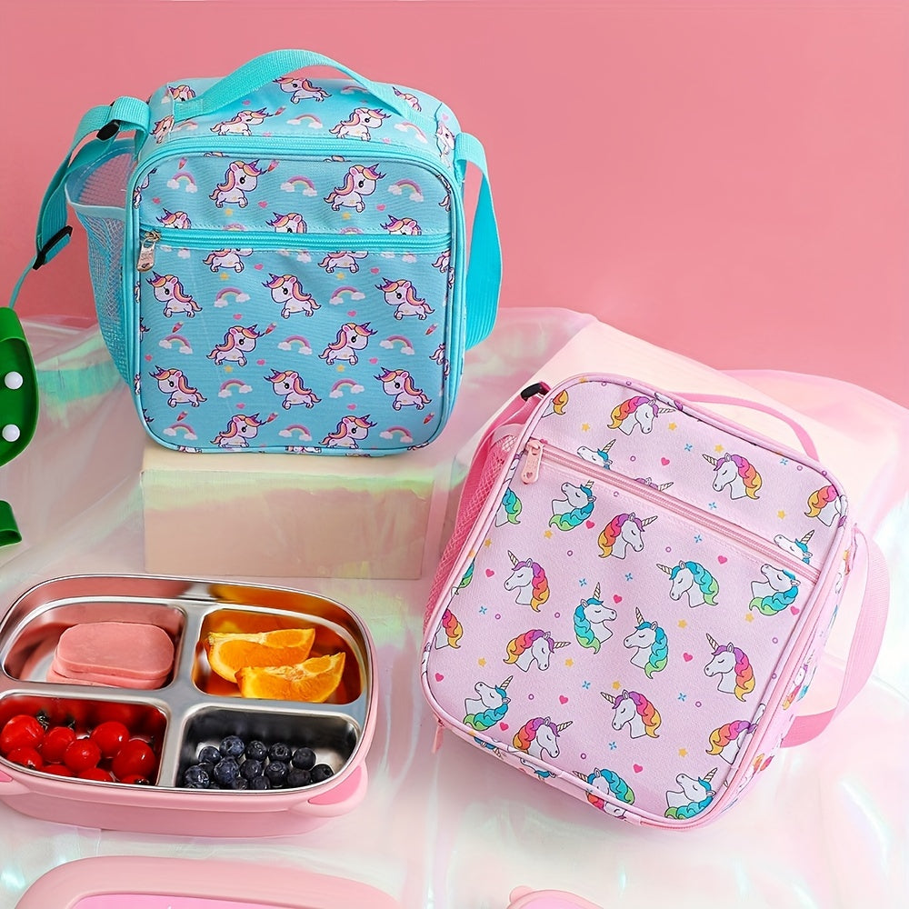 Cartoon Insulated Lunch Bag for Students & Outdoors