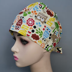 Cartoon Print Cotton Working Cap Adjustable Women Man Unisex Working Hats