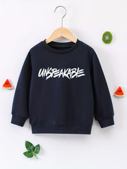UNSPEAKABLE Letter Print Boys Casual Pullover Sweatshirt Long Sleeve Crew Neck
