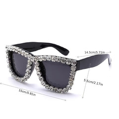 Oversize Rhinestone Frame Sunglasses UV Protection