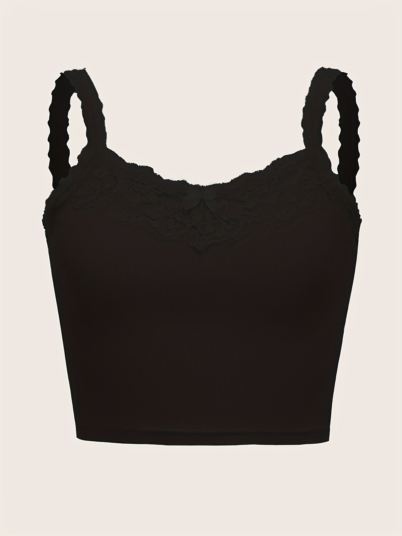 Lace Trim Cami Top with Bow Tie