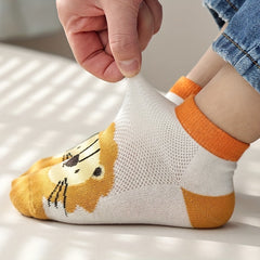 5 Pairs Kids Boat Socks Thin Cotton Breathable Crew Socks Boys Girls