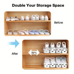 10pcs Shoe Slot Organizer Plastic Shoe Rack Double Layer Space Saving Holder