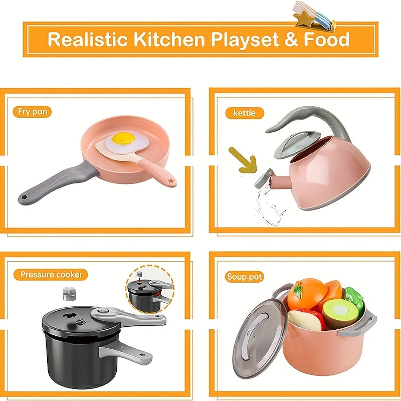 32pcs Kids Kitchen Toy Accessories Pretend Cooking Playset Play Pots Pans Utensi