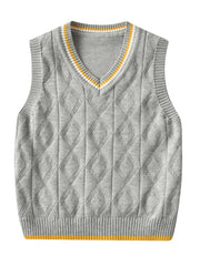 Kids College Style Sweater Vest Knitted Pullover