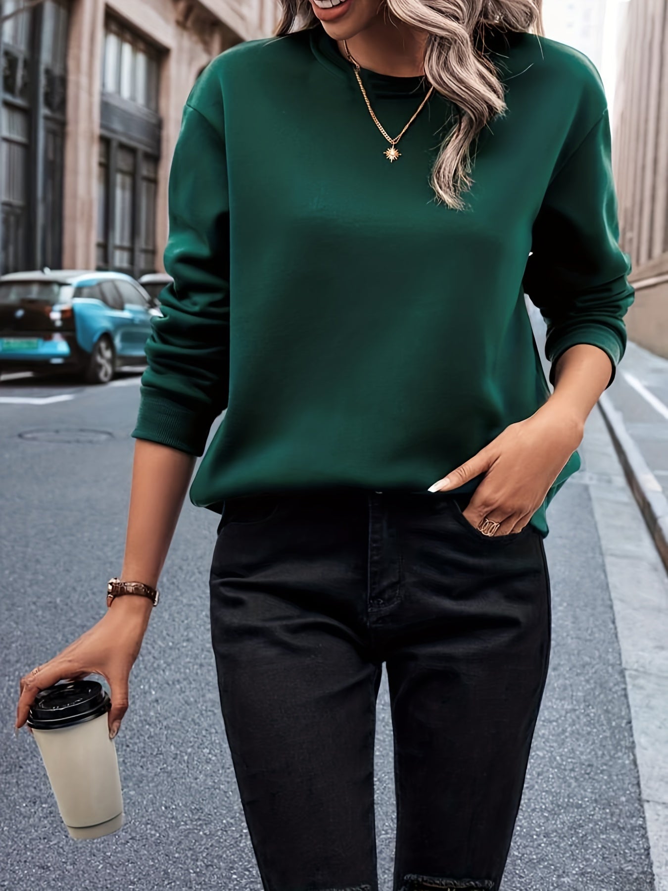 Casual Crew Neck Sweatshirt for Women