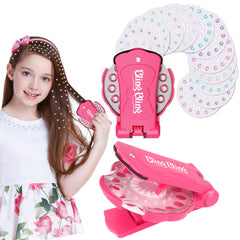 Girls' DIY Makeup Hair Stickers Pink & Multicolor Sparkling Rhjson Pin Set