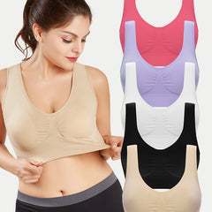 5 Pack Plus Size Bra Set Women's Plus Solid Ruched Breathable Bra 5pcs Set