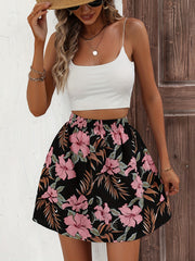 Boho Floral Print Elastic Waist Skirt for Women