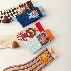 2 Pairs Cartoon Animal Print Socks Funny Mid Tube Women's Stockings