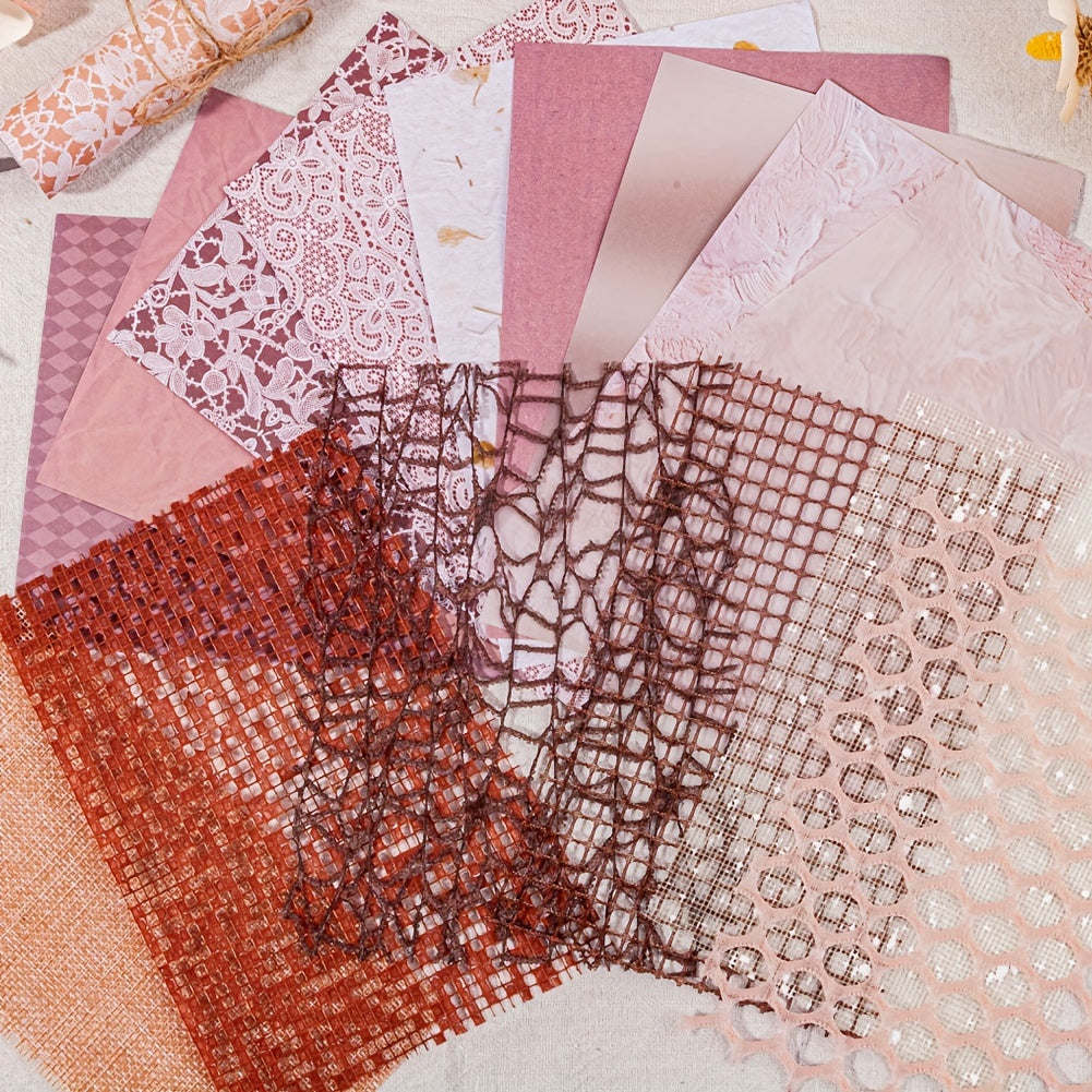 15pcs Textured Paper Scrapbook Paper for DIY Art Craft Junk Journal