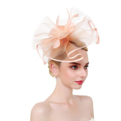 Crin Ruffle Wavy Disc Fascinator Hat with Feather Flower