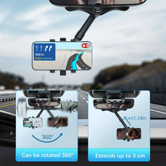 Car Phone Holder Rearview Mirror Mount 360 Rotatable