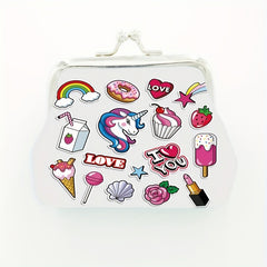 Cartoon Unicorn Graphic Coin Purse Wallet Portable Bag for Girls