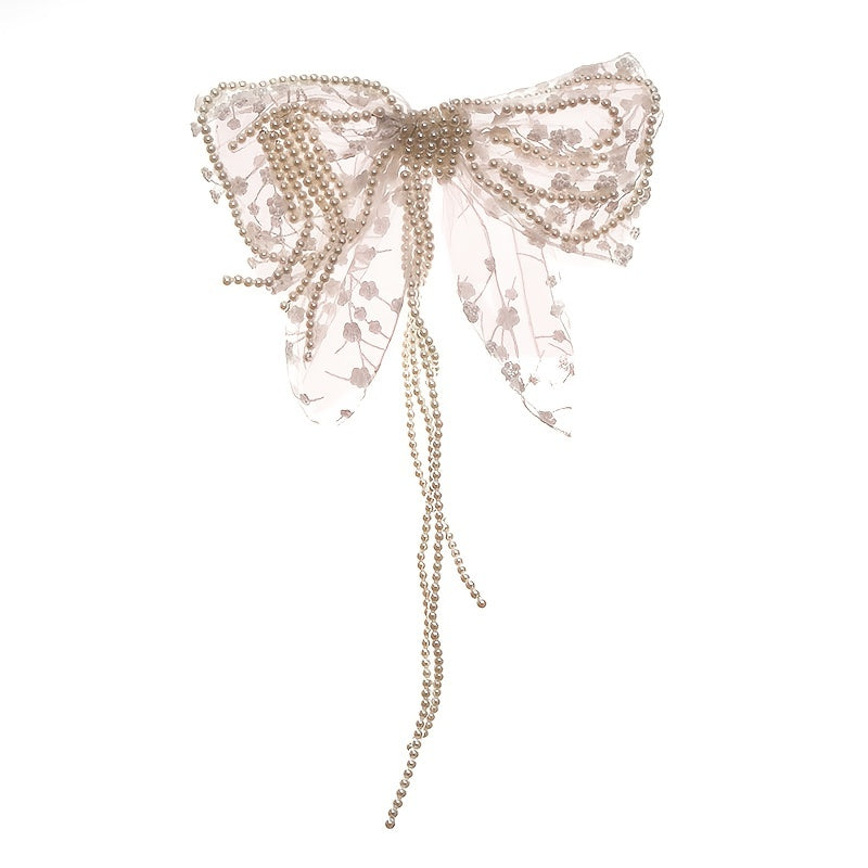 Faux Pearl Butterfly Wedding Headband for Bride